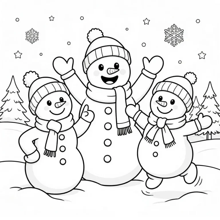 Snowman Coloring Page – Fun Winter Activities for Kids